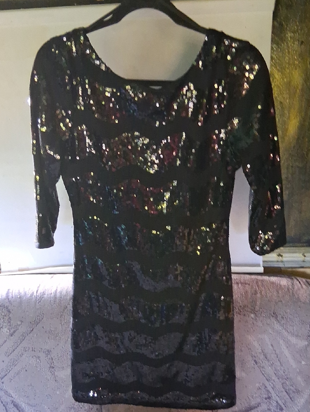 Black Multi-Color Sequin Party Dress